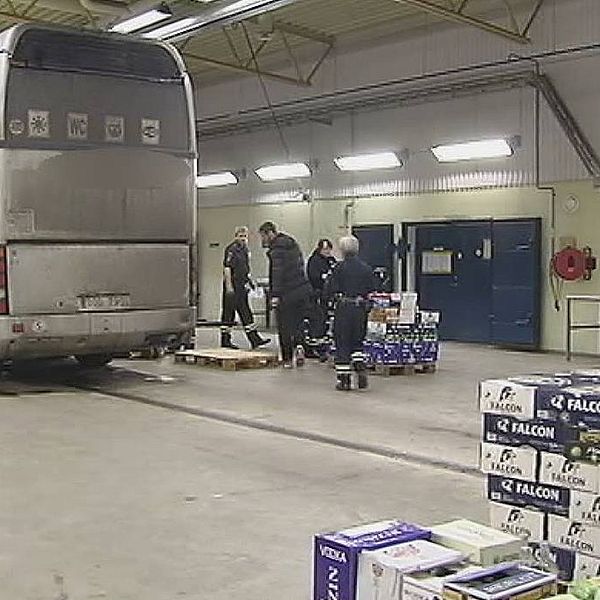 En buss med beslagtagen sprit