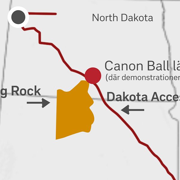 Karta över Stand Rock Sioux-lägret.