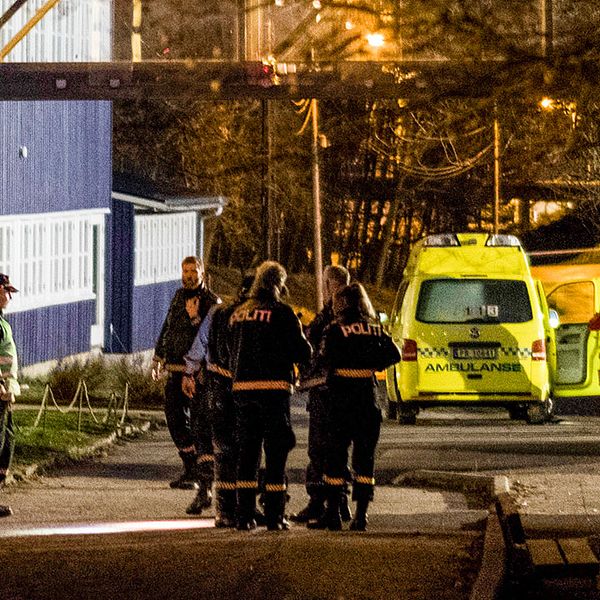 Två personer, en kvinna och en pojke, har förts till sjukhus efter att ha blivit attackerade med kniv vid en skola i Kristiansand i södra Norge.