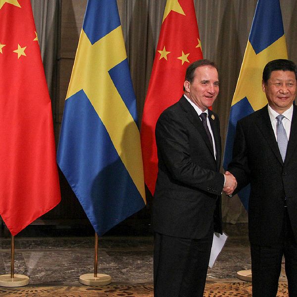 Stefan Löfven och Xi Jinping.