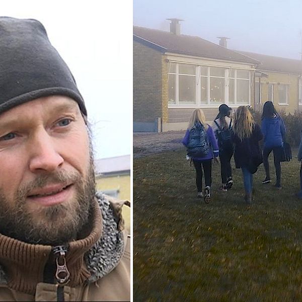 Johan Forsman, förälder till elev på Dädesjö skola och bild från reklamfilmen för Dädesjö sikola
