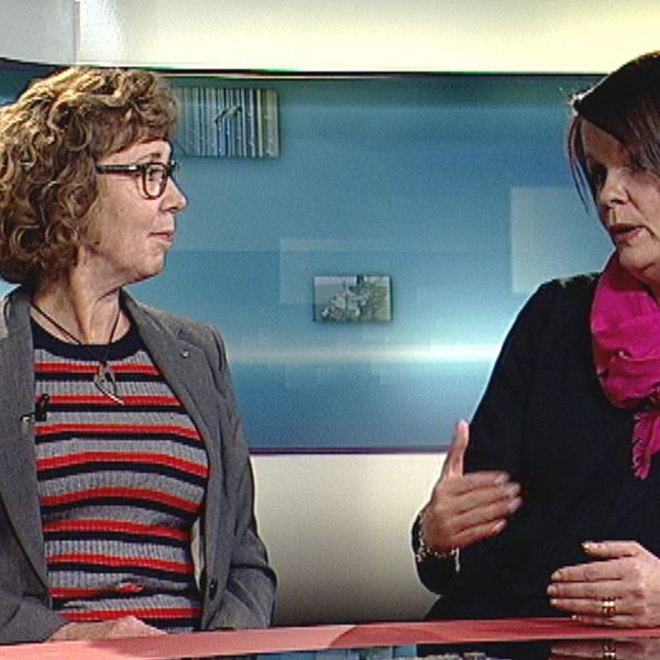 Marie Magnusson, kristdemokratisk ordförande i förskolenämnden i Örebro och Pia Rizell, förskollärare och fackligt aktiv i Lärarförbundet, i SVT:s studio.