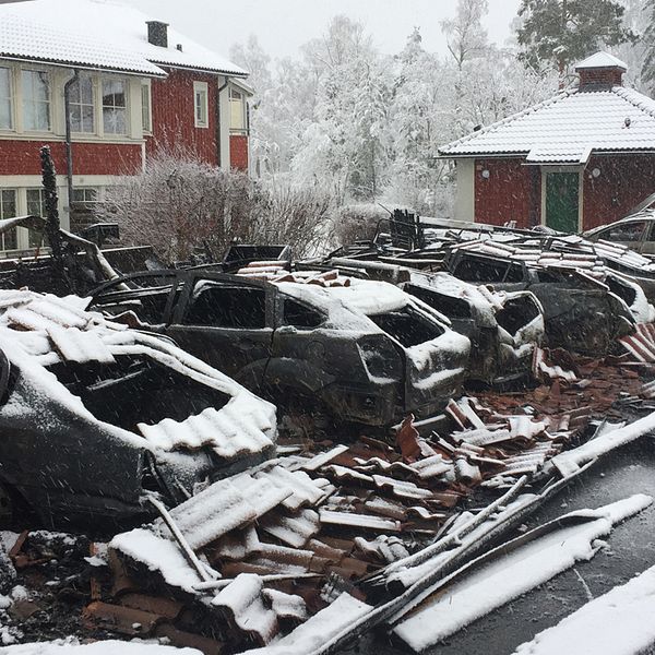 Brand, garagelänga, Strängnäs