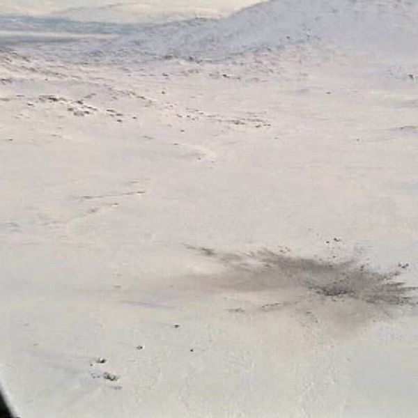 Nedslagsplatsen för det norska postflyg som störtade i norrbottensfjällen januari 2016