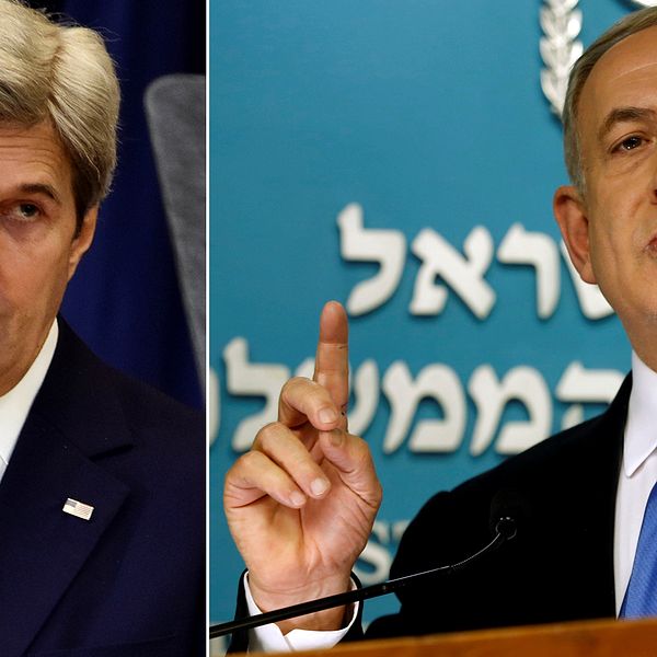 USA:s utrikesminister John Kerry och Israels premiärminister Benjamin Netanyahu.