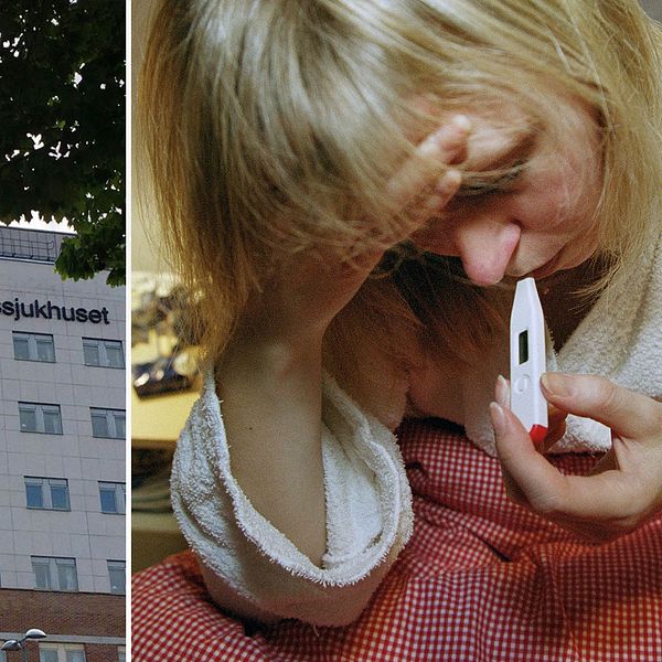 USÖ och influensasjuk kvinna i montage