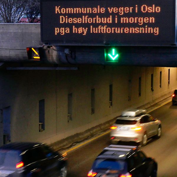 Bild från Oslo där Dieselbilar förbjuds.