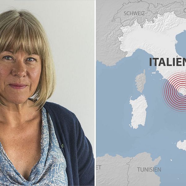 Kristina Kappelin och karta över Italien