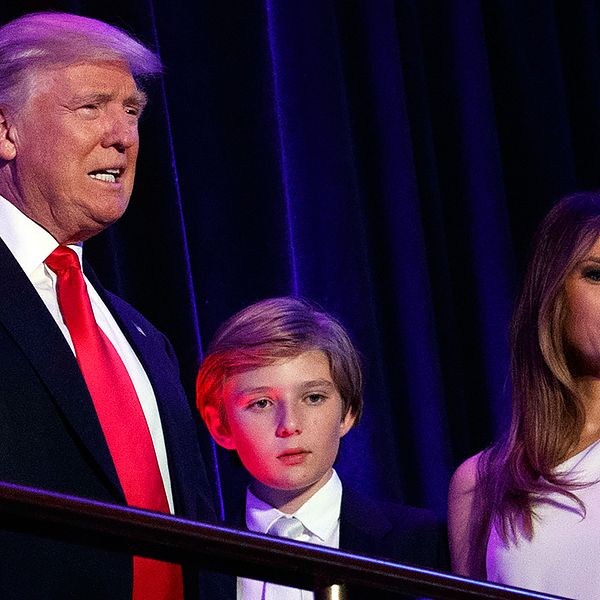 Donald Trump, sonen Barron och Melania.