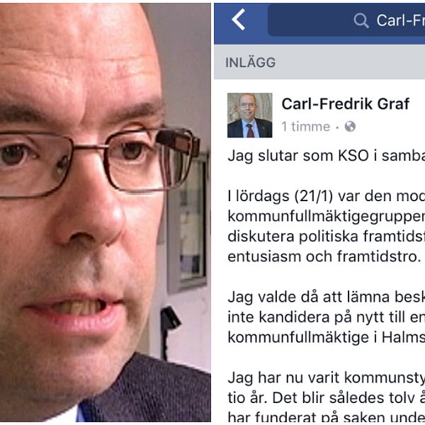 Kommunstyrelsens ordförande Carl-Fredrik Graf meddelande på lördagen via facebook att han inte kommer kandidera nästa år.