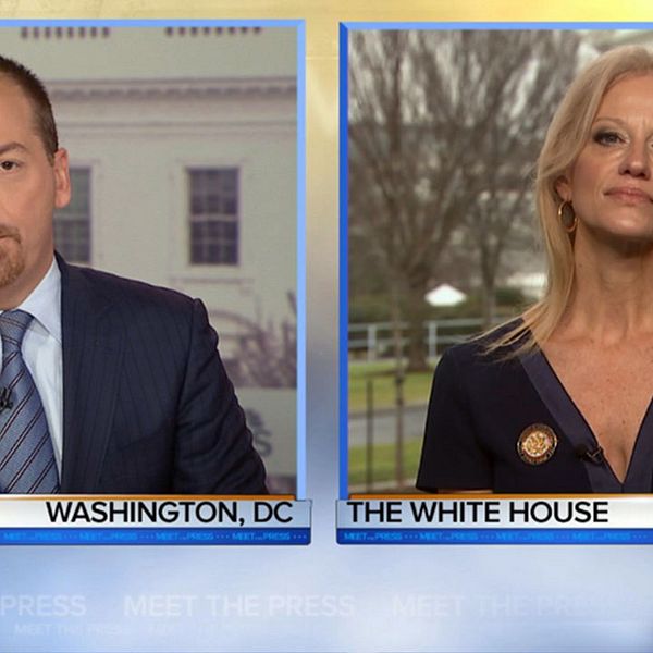 Kellyanne Conway är en politisk strateg som Donald Trump valt till sin närmaste rådgivare. Här förbereder hon sig för intervjun med NBC:s ”Meet the press”.