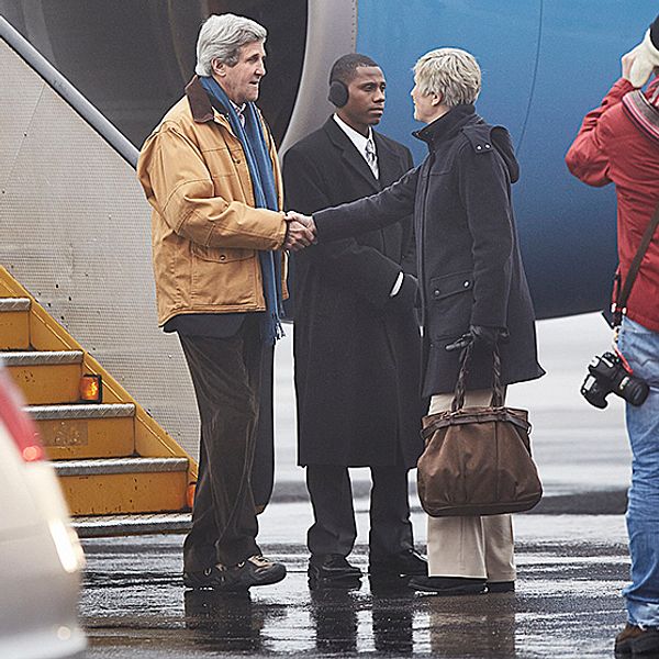 USA:s utrikesminister John Kerry anländer till Kiruna.