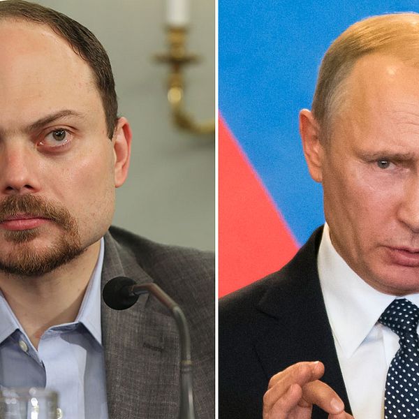 Regimkritikern Vladimir Kara-Murza och Rysslands president Valdimir Putin.