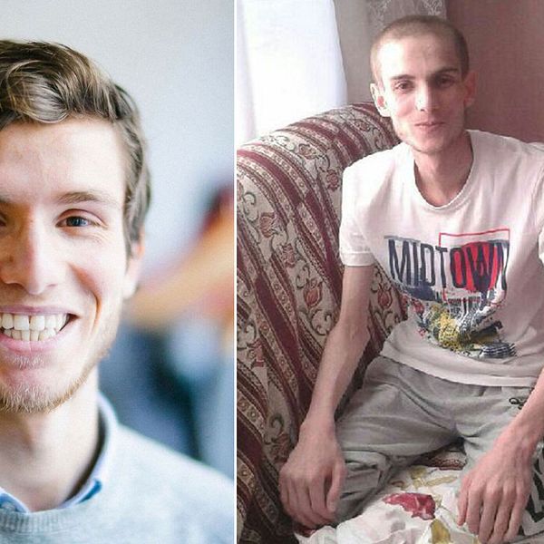 Omar vägde bara 35 kilo när han släpptes ur Saydnayafängelset (bilden till höger), där han utsattes för omfattande tortyr.
