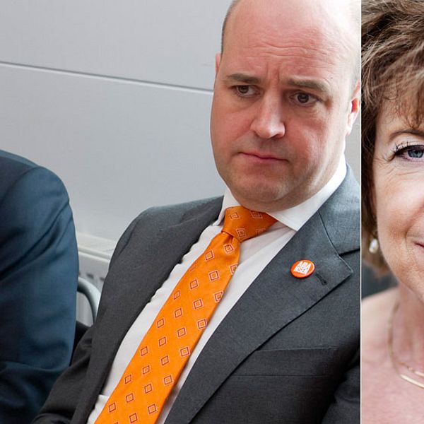 Göran Hägglund (KD), Fredrik Reinfeldt (M) och SVT:s inrikespolitiska kommentator Margit Silberstein. Scanpix/SVT
