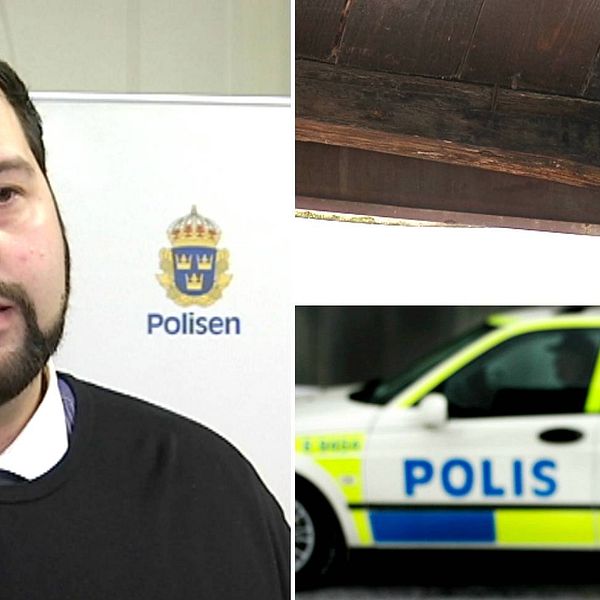 Övervakningskamer, polisbil och Joakim Söderström