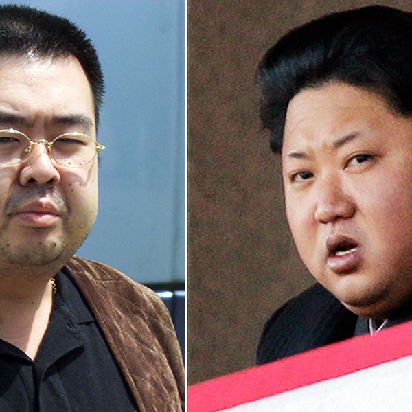 Mannen till vänster sägs vara Kim Jong Nam när han deporteras från Japan 2001. Till höger Kim Jong-un.