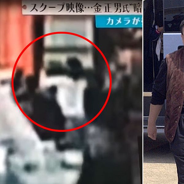 Övervakningsbilder från lokal-tv-stationen Fuji TV sägs visa hur Kim Jong-Uns halvbror förgiftas på Malaysias flygplats.