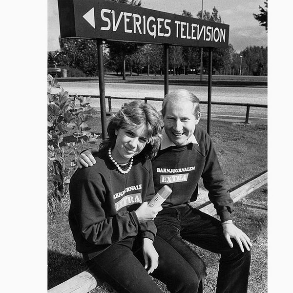 Bengt Fahlström med Maria Wande i Barnjournalen Extra 1982.
