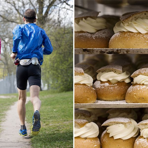 Par som joggar och semlor på plåt.