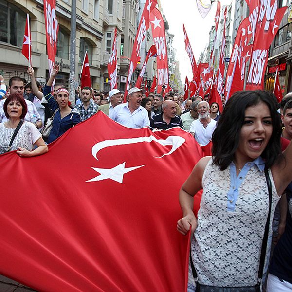 Demonstration i Istanbul. Foto Scanpix.
