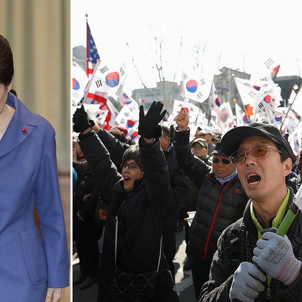 President Park Geun-Hye och tusentals demonstranter i Sydkorea.