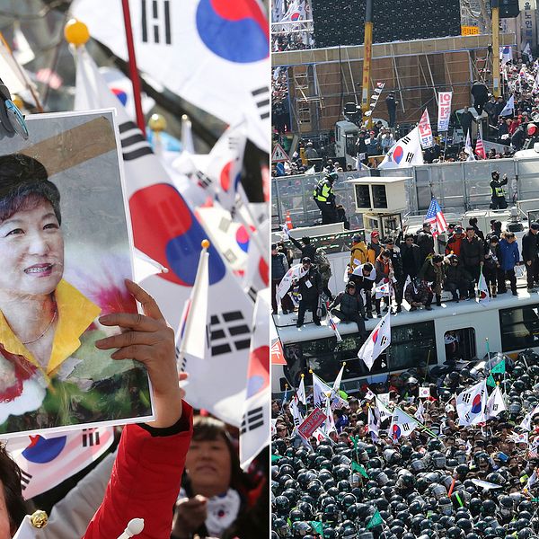 Sydkoreas president Park Geun-Hye måste avgå efter att konstitutionsdomstolen bekräftat parlamentets beslut om riksrätt. Vålsamma protester hålls i landet.