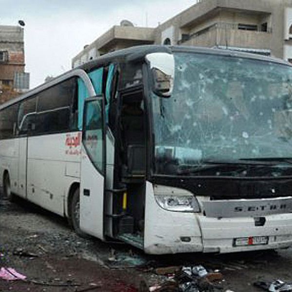 En bild från attentatsplatsen från den statliga syriska nyhetsbyrån Sana.