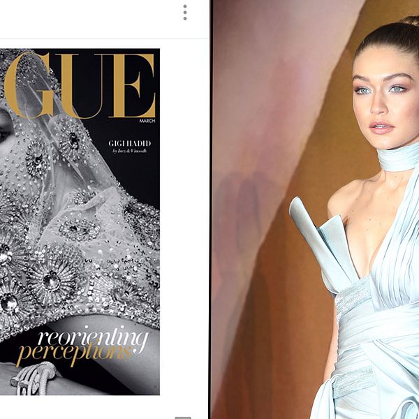 Omslaget till Vogue Arabia på Instagram/ Supermodellen Gigi Hadid