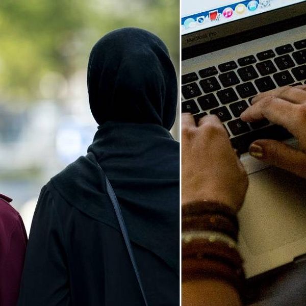 slöja, muslimer, dator