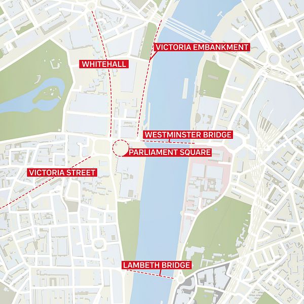 Här är platserna som Londonpolisen, strax efter attacken, uppmanade folk att undvika.