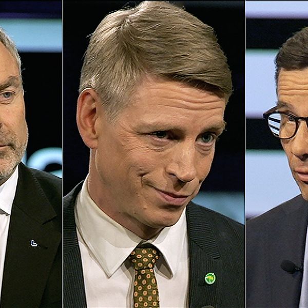 Jan Björklund (L), Per Bolund (MP) och Ulf Kristersson (M) i Agenda.