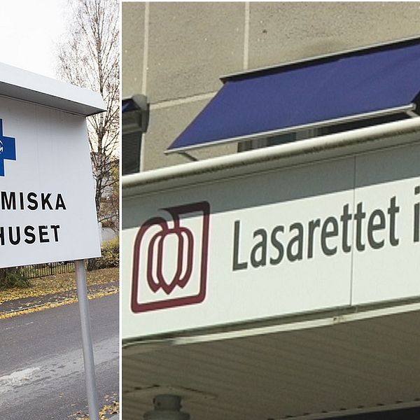 Två-split-bild. Akademiska sjukhuset och lasarettet i Enköping.