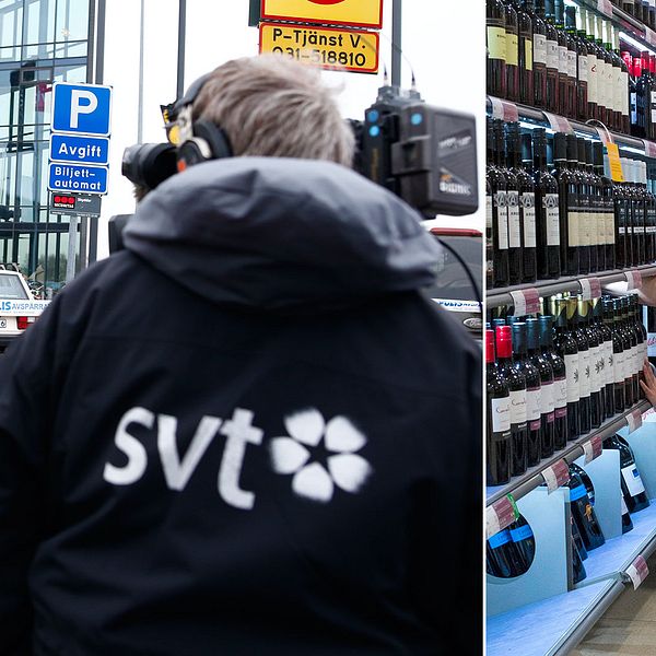 Reporter och fotograf på jobb och en kvinna som arbetar på Systembolaget