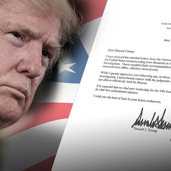 FBI-chefen får sparken i president Trumps brev med omedelbart verkan.