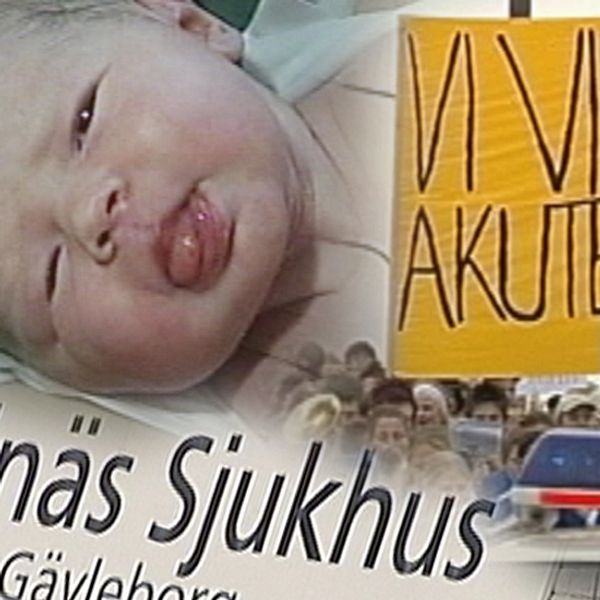 Montage med bebis och protester
