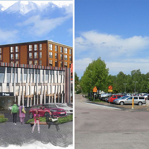 Fratmtidens parkeringshus i Hallstahammar enligt nya förslaget
