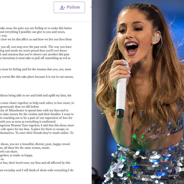 Ariana Grande gjorde ett offentligt uttalande på Twitter.
