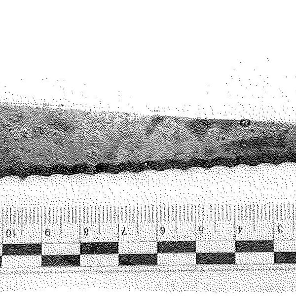 Tandad kniv som är ungefär 13 cm lång.