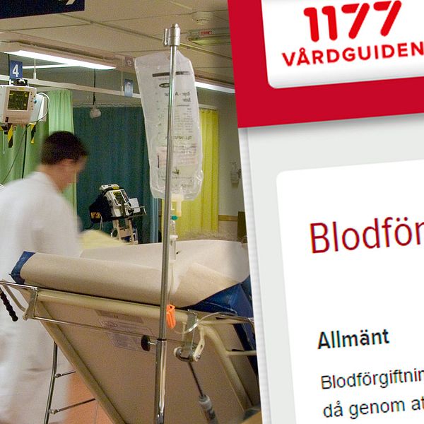Läkare på akuten samt en skärmdump av 1177.se:s sida om blodförgiftning