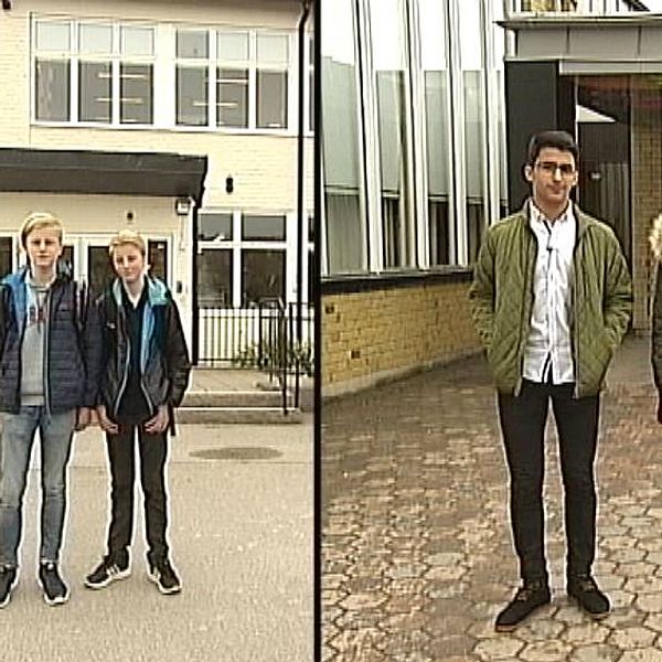 Emil och Albin från Ljungsbroskolan och Amenah och Alamin från Skäggetorpsskolan.