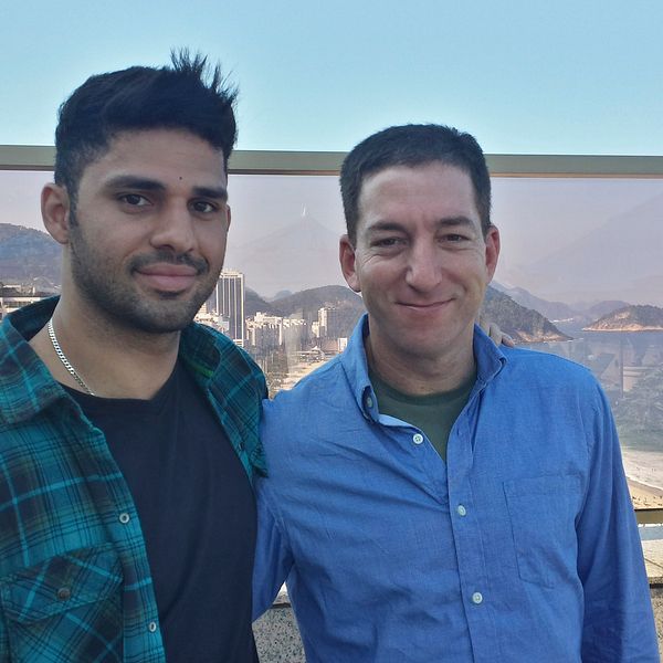 Journalisten Glenn Greenwald, (t.h) och hans partner David Miranda.