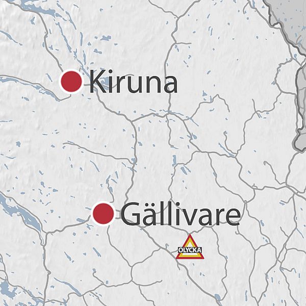 En karta över norra Norrbotten där man ser Kiruna och Gällivare.