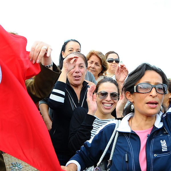 Kvinnor demonstrerar för sina rättigheter i Tunisien år 2011.