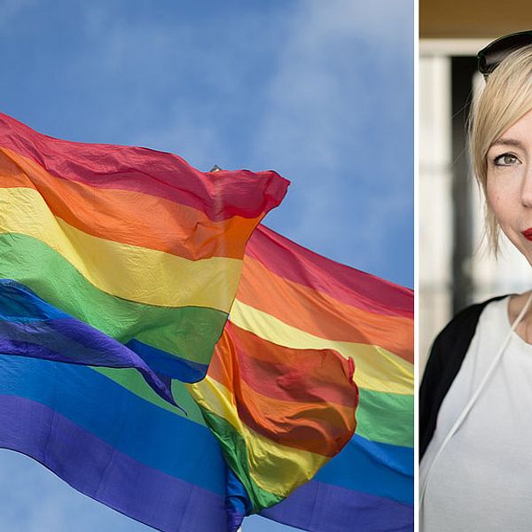 Prideflagga och Jenny Jägersted