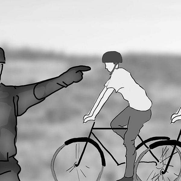 Cyklister på skjutfält
