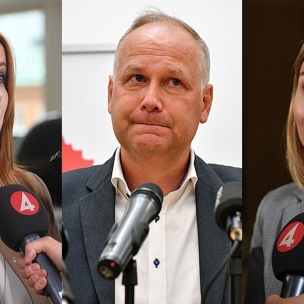 Annie Lööf, Jonas Sjöstedt och Ebba Busch Thor.