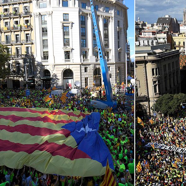 Hundratusentals tågade genom centrala Barcelona med krav på självständighet
