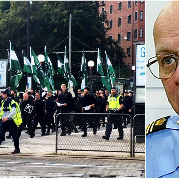 NMR demonstrerar i Göteborg den 17 september. Till höger polischefen Erik Nord.