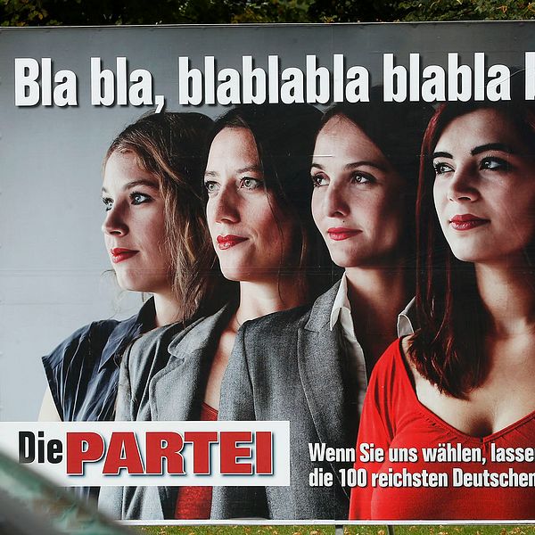 ”Bla bla, blablabla”, stod det på en av Die Parteis valaffischer 2013.